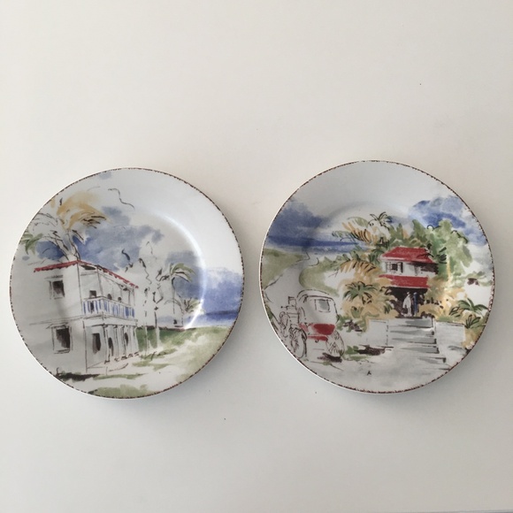 2 Pier 1 Porcelain Destination Plates - Picture 1 of 2